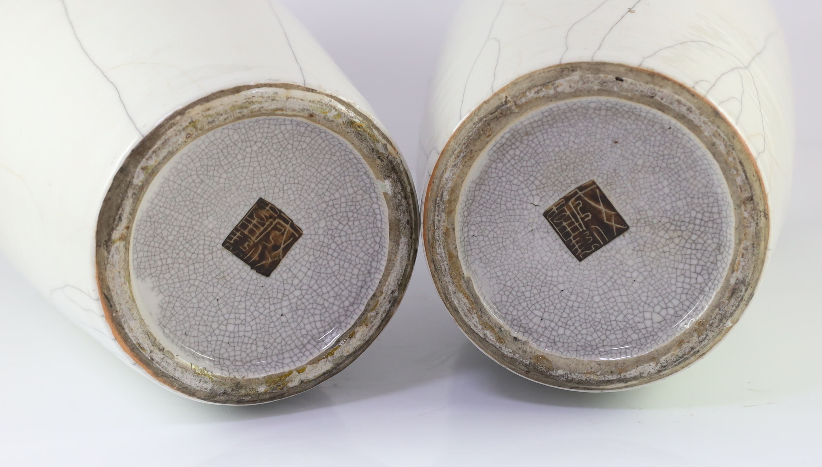 A pair of large Chinese white crackle glaze vases, late 19th/early 20th century